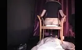 Mature babe using a homemade toilet