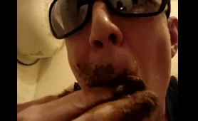 Blonde Woman Eats Shit and Swallows It in Bathroom