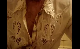 Man Pisses on His Stomach in a Brown Shower
