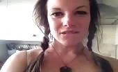 Close up of a horny babe shitting