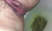 Close up of horny wife shitting