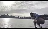 Spectacular view of his wife shitting