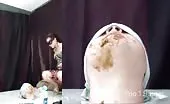 Two hot girls torture a slave