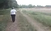 Chubby babe decides to poop outdoor