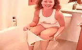 Shitting over toilet