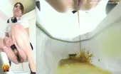 Hairy babe shits with pressure