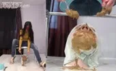 Two girls shit a lot outdoor