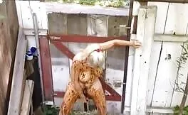 Rubbing shit on entire body