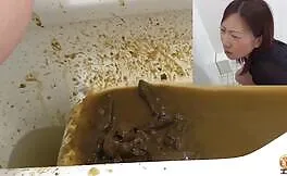 Dark haired beauty has diarrhea
