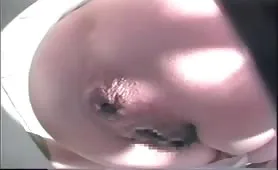 Pulled panties aside so she can easily poop