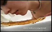 Petite blonde smears shit on face