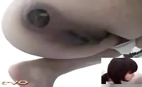 Beautiful brunette babe is shitting three times
