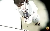 Japanese girl using public toilet