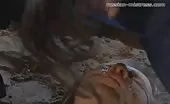 Two brunette girls shit on a lucky guy