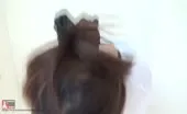 Hairy babe shitting and peeing