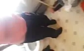 brown shit dropped over toilet