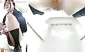Hairy schoolgirl shitting