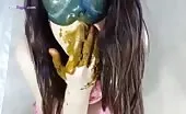 Tall college girl shitting