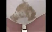 Hairy babe that can't stop shitting in public toilet