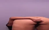 Spreading butt cheeks wide opened to poop on meal