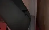 Natural babe shits in black pants