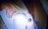 Huge turd in white lace panties