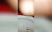 Hairy babe shitting