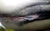 Hairy babe shitting a lot