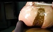 Panties down to poop on her knees
