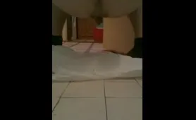 Blonde Shits on the Kitchen Floor in Panties