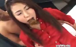 Japanese teen rides dick with fresh shit