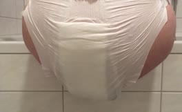 Huge shit in white diapers