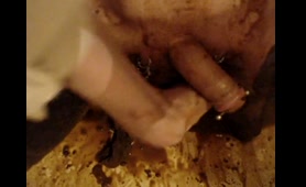 Blonde Girl Rubs Scat Over Her Hot Body in Bathroom