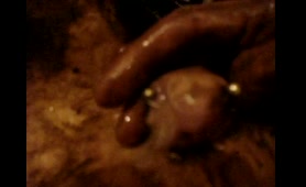 Blonde Holds Her Pussy with Rings and Squirts on Bed