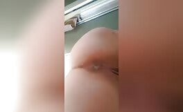 Teasing with curvy ass before pooping